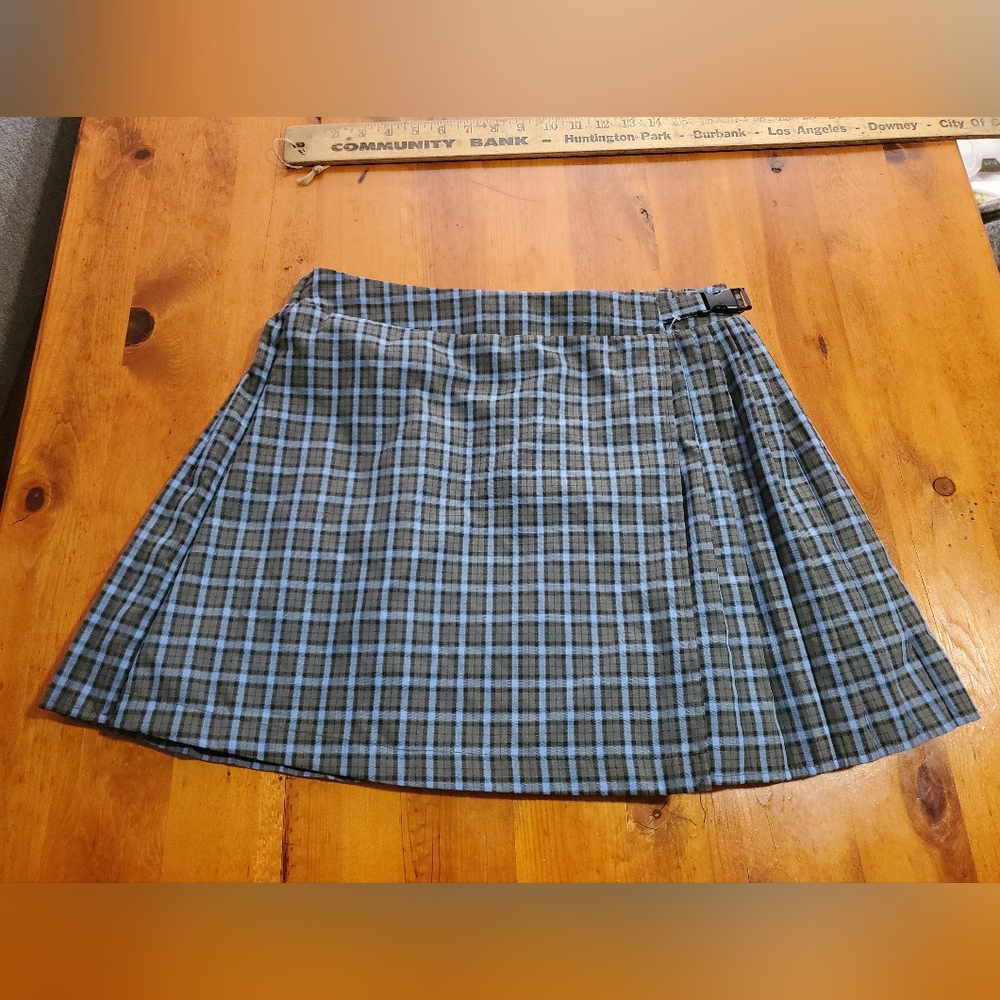 Wild Fable Skirt Womens Medium Green Blue Plaid Pleated Green Y2K Elastic